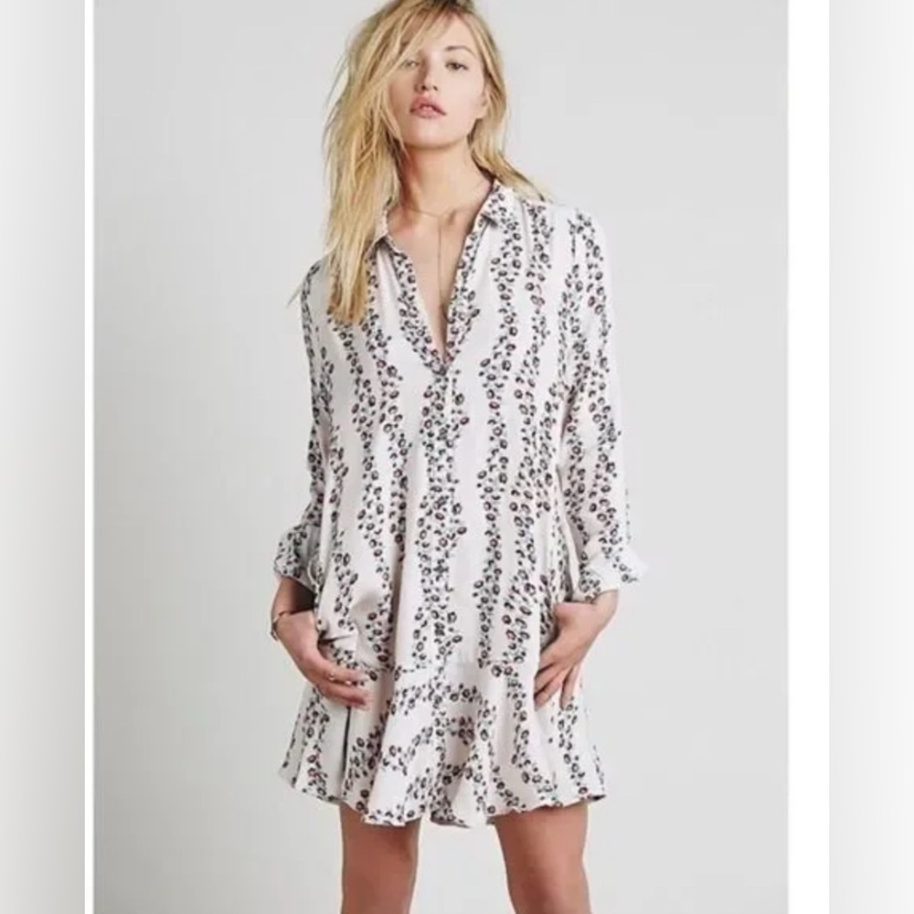 Free People Floral Print White Dress